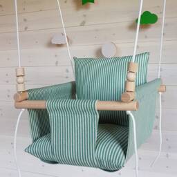 Deluxe Linen Baby Swing Striped Fabric, Indoor Toddler Fun - thumbnail 3