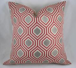 Decorative Pillow Cushion Cover - Accent Throw Kravet Galvani Tango Red Festival, Red, Earth, Khaki - thumbnail 1