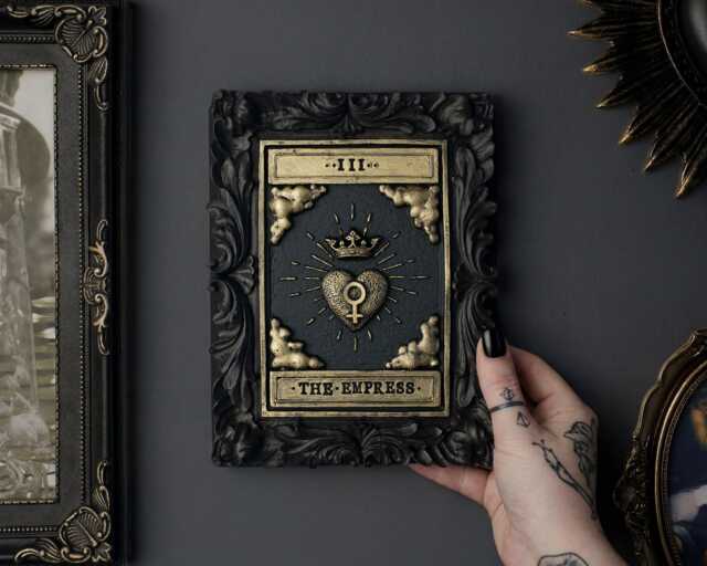 Empress Tarot Card Wall Art - Black Gold Original Gothic Home Decor - image 1