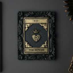 Empress Tarot Card Wall Art - Black Gold Original Gothic Home Decor - thumbnail 4