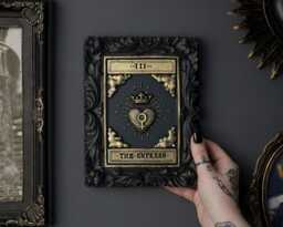 Empress Tarot Card Wall Art - Black Gold Original Gothic Home Decor - thumbnail 1