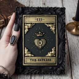 Empress Tarot Card Wall Art - Black Gold Original Gothic Home Decor - thumbnail 2