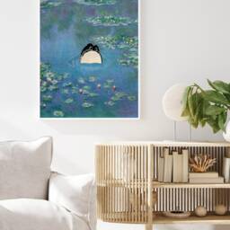 Monet Waterlily Frog Print, Claude Poster, Matsumoto Hoji, Japanese Frog, Animal Art, Floral Funny Wall Art Decor - thumbnail 3