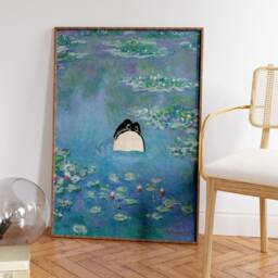 Monet Waterlily Frog Print, Claude Poster, Matsumoto Hoji, Japanese Frog, Animal Art, Floral Funny Wall Art Decor - thumbnail 2