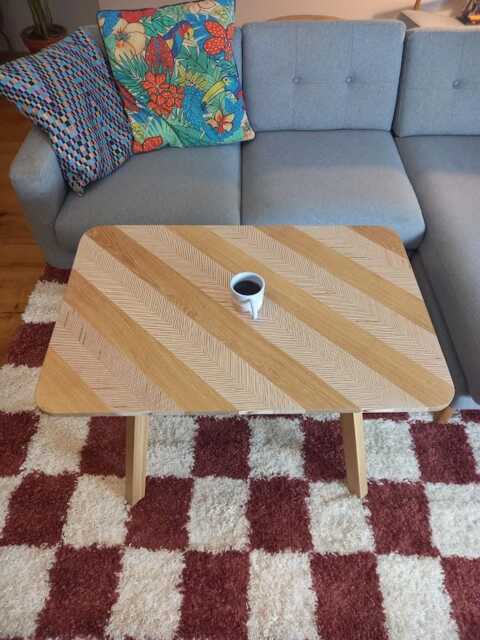 Handmade Oak & Plywood Coffee Table Scandinavian Mid Century Design - image 1