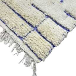 Blue Lines Beni Ouarain Rug Handwoven Moroccan Wool Carpet - thumbnail 3