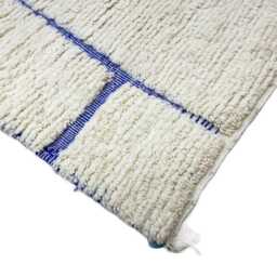 Blue Lines Beni Ouarain Rug Handwoven Moroccan Wool Carpet - thumbnail 4