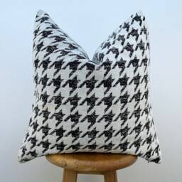 Houndstooth Pillow Cover White & Black Textured Euro Sham, Lumbar For Couch - Duties Paid Usa - thumbnail 2