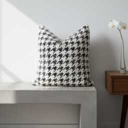 Houndstooth Pillow Cover White & Black Textured Euro Sham, Lumbar For Couch - Duties Paid Usa - thumbnail 3