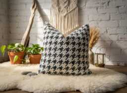 Houndstooth Pillow Cover White & Black Textured Euro Sham, Lumbar For Couch - Duties Paid Usa - thumbnail 1