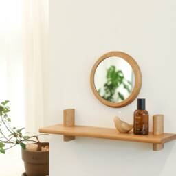 Hardwood Round Wall Mirror, Small Wooden Frame - 4.7/6.7 Inch - thumbnail 3