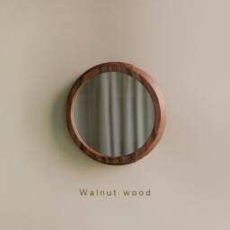 Hardwood Round Wall Mirror, Small Wooden Frame - 4.7/6.7 Inch - thumbnail 4