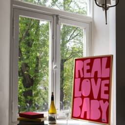 Real Love Baby Print - Typography Print, Retro Wall Art, Dorm Trending Aesthetic Valentines Day Gift, Unframed - thumbnail 2
