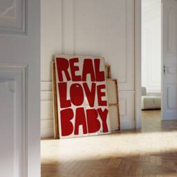 Real Love Baby Print - Typography Print, Retro Wall Art, Dorm Trending Aesthetic Valentines Day Gift, Unframed - thumbnail 1