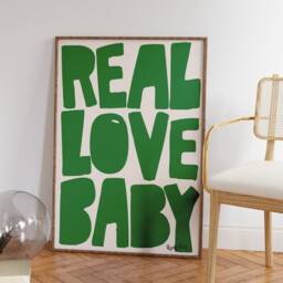 Real Love Baby Print - Typography Print, Retro Wall Art, Dorm Trending Aesthetic Valentines Day Gift, Unframed - thumbnail 3