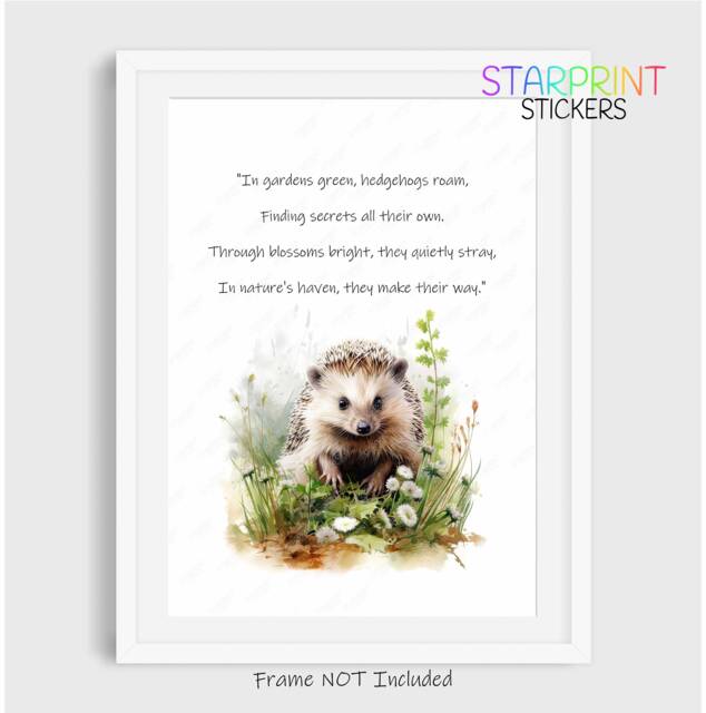 Hedgehog Picture, Garden Poem Unframed A4 Print, Fun Novelty Quote, Lovely Wall Art/Gift Birthday Xmas Home Poster For Countryside Lovers - image 1