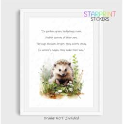 Hedgehog Picture, Garden Poem Unframed A4 Print, Fun Novelty Quote, Lovely Wall Art/Gift Birthday Xmas Home Poster For Countryside Lovers - thumbnail 1