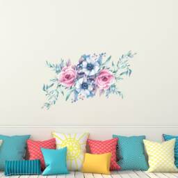 Flower Wall Decals Floral Mural Garden Theme Stickers For Nursery Children Bedroom Crib Decal Art Ba11 - thumbnail 1