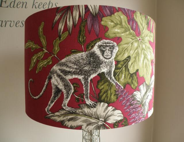 Monkeying Around Cranberry, Zinc Or Marine Blue Fabric Lampshade 35cm & 40 cm - image 1