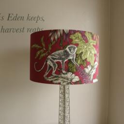 Monkeying Around Cranberry, Zinc Or Marine Blue Fabric Lampshade 35cm & 40 cm - thumbnail 2