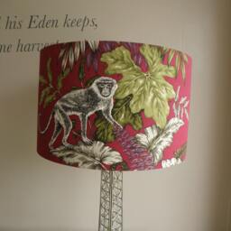 Monkeying Around Cranberry, Zinc Or Marine Blue Fabric Lampshade 35cm & 40 cm - thumbnail 3