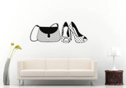 High Heel Stiletto Shoes Woman Bag Purse Female Fashion Beauty Wall Sticker Decal Vinyl Mural Decor Art L2330 - thumbnail 1