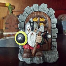 Hand Painted Resin Viking Gnome Statue, Mini Garden Decor - thumbnail 4