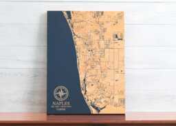 Naples, Florida Map - Engraved Wood Coastal Wall Art Sign, Beach House Home Decor Nautical Life Print, Unique Personalized Family Gift - thumbnail 1
