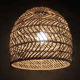 Handwoven Rattan Pendant Light, Wavy Lampshade - 17.7 - thumbnail 3