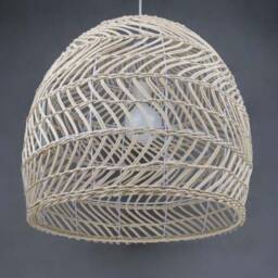Handwoven Rattan Pendant Light, Wavy Lampshade - 17.7 - thumbnail 2