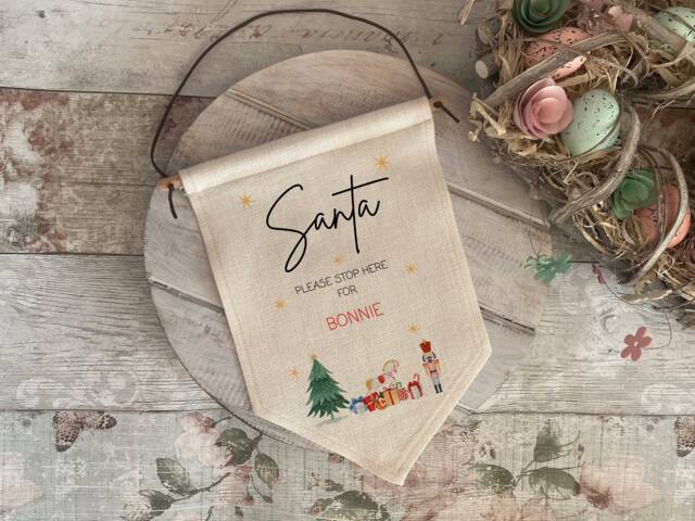 Personalised Santa Stop Here Sign, Door Hanger, Wall Hanging, Christmas Eve Box Fillers For Kids, We Believe Sign 2025 - image 1