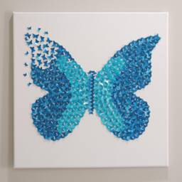 Blue Ombre Glitter Butterfly, Butterfly Art, 3D, Wall Room Decor, Nursery Art, Living Decor, Custom, Personalize, Canvas - thumbnail 1