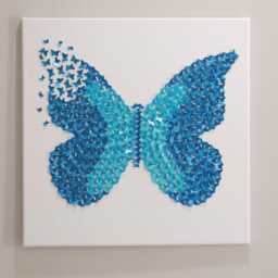 Blue Ombre Glitter Butterfly, Butterfly Art, 3D, Wall Room Decor, Nursery Art, Living Decor, Custom, Personalize, Canvas - thumbnail 3