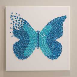 Blue Ombre Glitter Butterfly, Butterfly Art, 3D, Wall Room Decor, Nursery Art, Living Decor, Custom, Personalize, Canvas - thumbnail 2