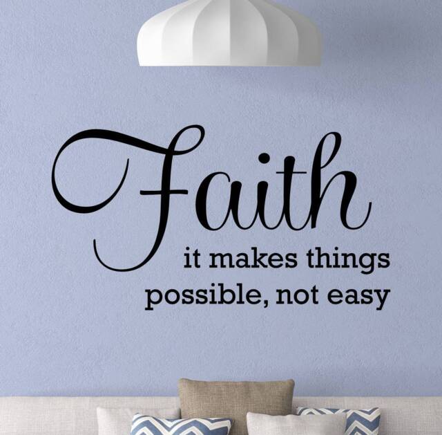 Faith Wall Decal Sign It Makes Things Possible Not Easy Poster Religious Quote Vinyl Sticker Prayer Gift Bedroom Decor Entryway Art 590 - image 1