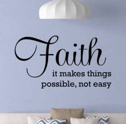 Faith Wall Decal Sign It Makes Things Possible Not Easy Poster Religious Quote Vinyl Sticker Prayer Gift Bedroom Decor Entryway Art 590 - thumbnail 1
