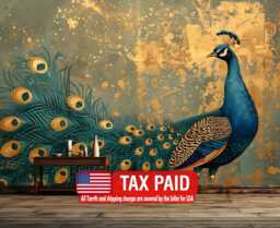 Vintage Chinoiserie Peacock Wallpaper Mural, Peel & Stick Wall Decal - thumbnail 1