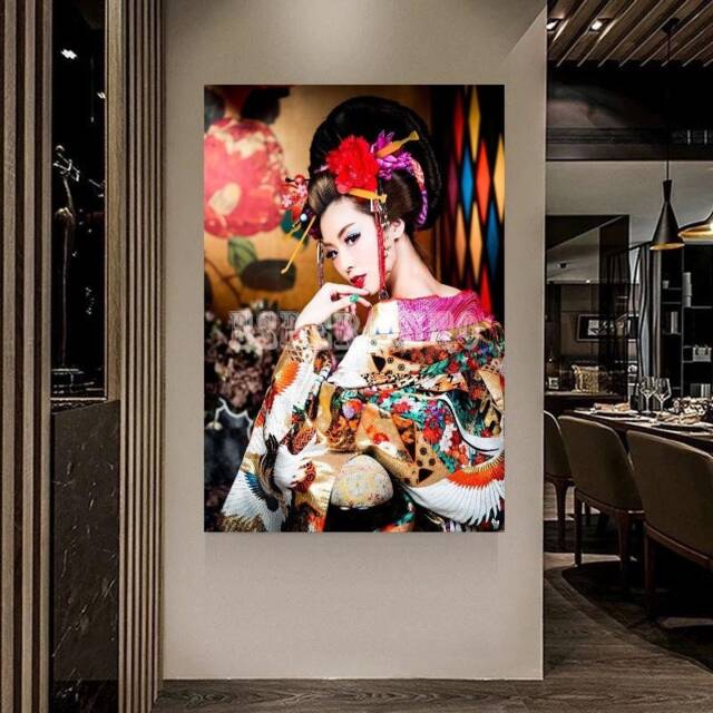Asian Woman Geisha Wall Art /Asian Canvas Print Home Decor/Asian Decor/Geisha Decor/Extra Large - image 1
