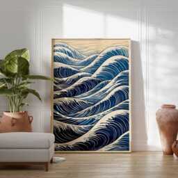 Japanese Wave Poster, Ocean Wall Art, Hokusai Style Print, Art Decor, Blue Sea Waves Artwork, Coastal Home - thumbnail 3