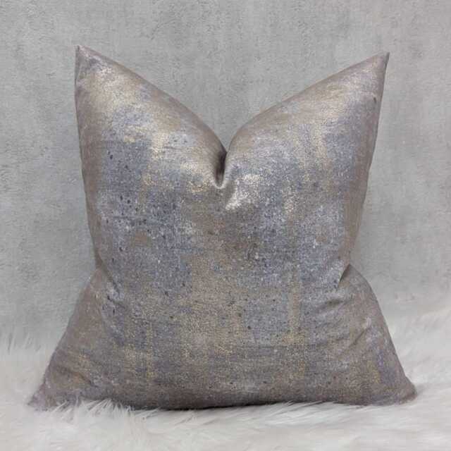 Metallic Gold On A Lilac Grey Background Cushion Cover Abstract Painted Design New Home Luxury Designer Handmade Pillow - image 1