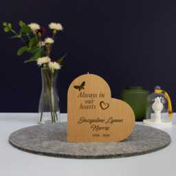 Personalised Butterfly Memorial Candle Holder - Custom Wood Heart Sympathy Gift - thumbnail 2
