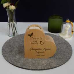 Personalised Butterfly Memorial Candle Holder - Custom Wood Heart Sympathy Gift - thumbnail 3