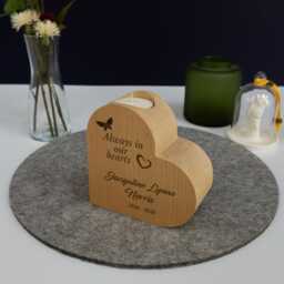 Personalised Butterfly Memorial Candle Holder - Custom Wood Heart Sympathy Gift - thumbnail 1