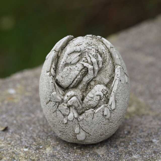 Dinosaur in Egg Stone Statue Jurassic Outdoor Garden Ornament Fossil Decoration - image 1