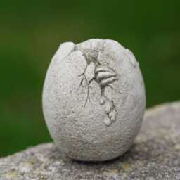 Dinosaur in Egg Stone Statue Jurassic Outdoor Garden Ornament Fossil Decoration - thumbnail 2