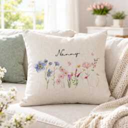 Personalised Nanny Cushion - Floral Birthday Gift For Grandma, Nan Or Nana Christmas Keepsake - thumbnail 1