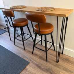 Rustic Reclaimed Wood Breakfast Bar Table With Hairpin Legs - thumbnail 3