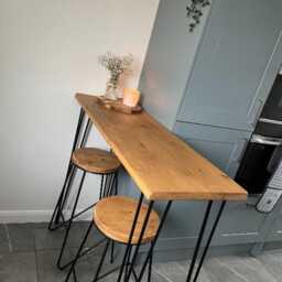 Rustic Reclaimed Wood Breakfast Bar Table With Hairpin Legs - thumbnail 2