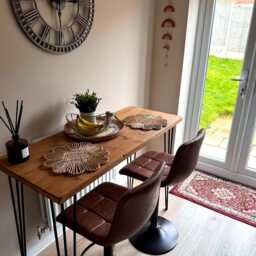 Rustic Reclaimed Wood Breakfast Bar Table With Hairpin Legs - thumbnail 4