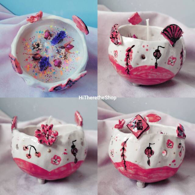 Good Fortune Celebration Candle Bowl Chinese New Year Handmade Candle Tealight Holder. Jewellery Bowl. Home D??cor. Pottery. Lunar New Year - image 1